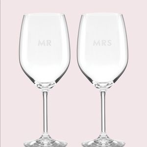 Kate Spade Darling Point Mr and Mrs Wine Glasses
